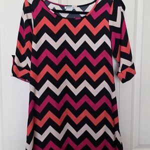 Charlotte Russe Black and Pink Chevron Blouse
